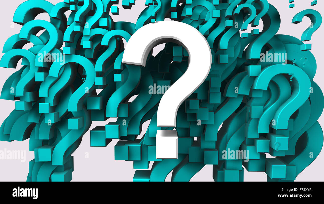 Image 3D d'un grand nombre de question mark isolés dans White Banque D'Images