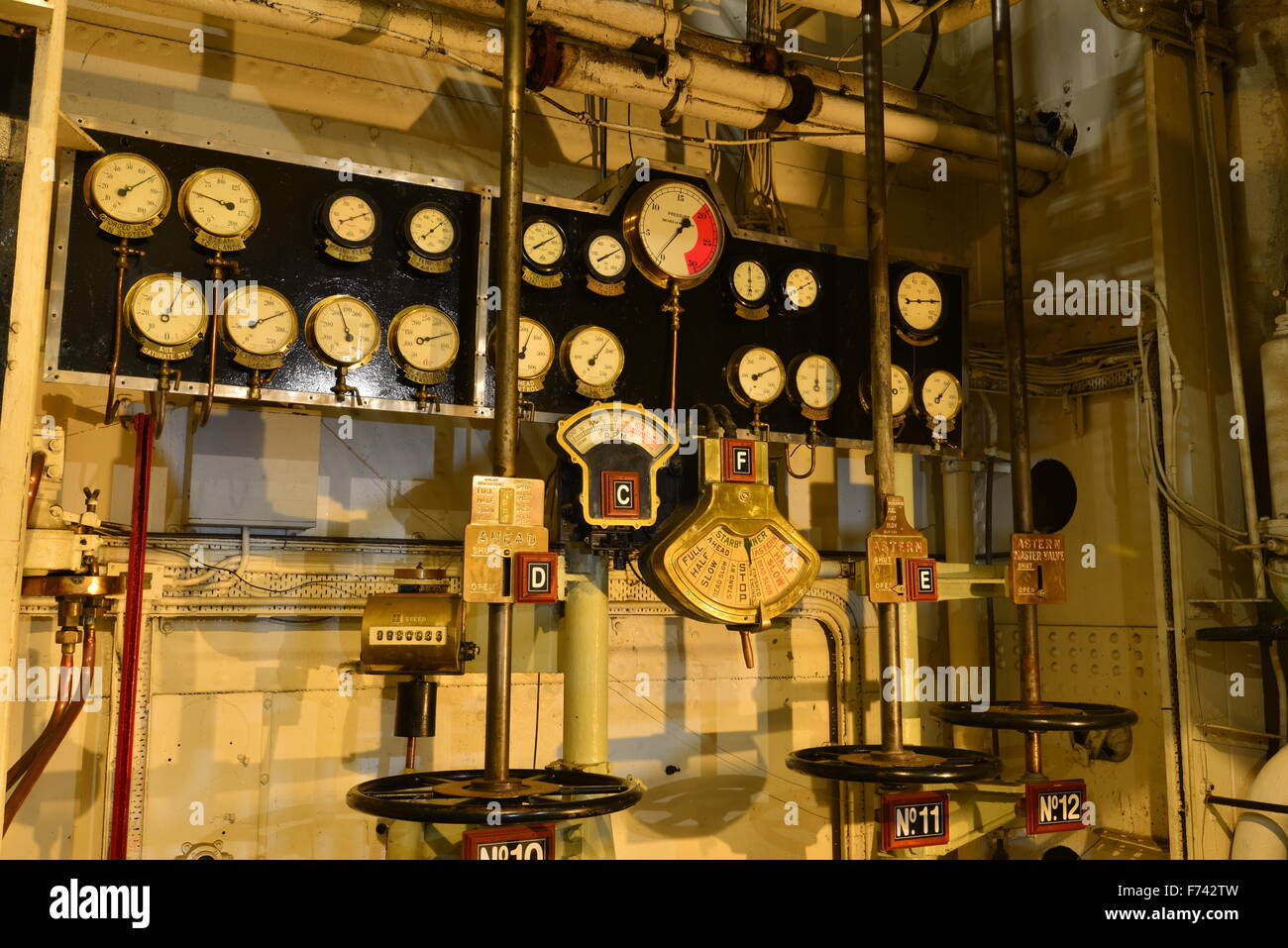 La salle des machines du Queen Mary Banque D'Images