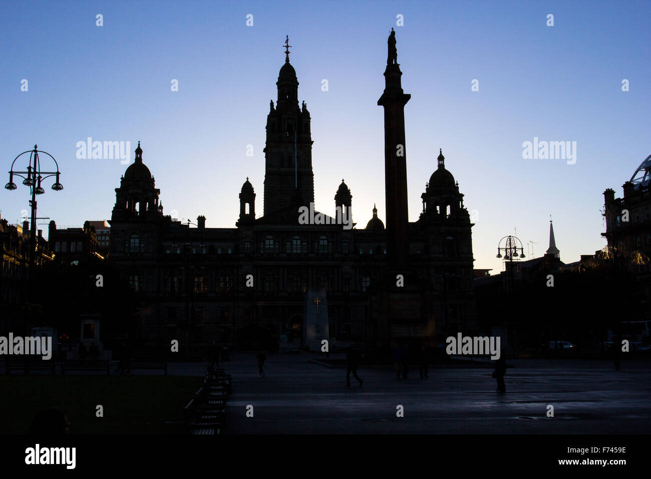 Glasgow city chambers silhouette Banque D'Images