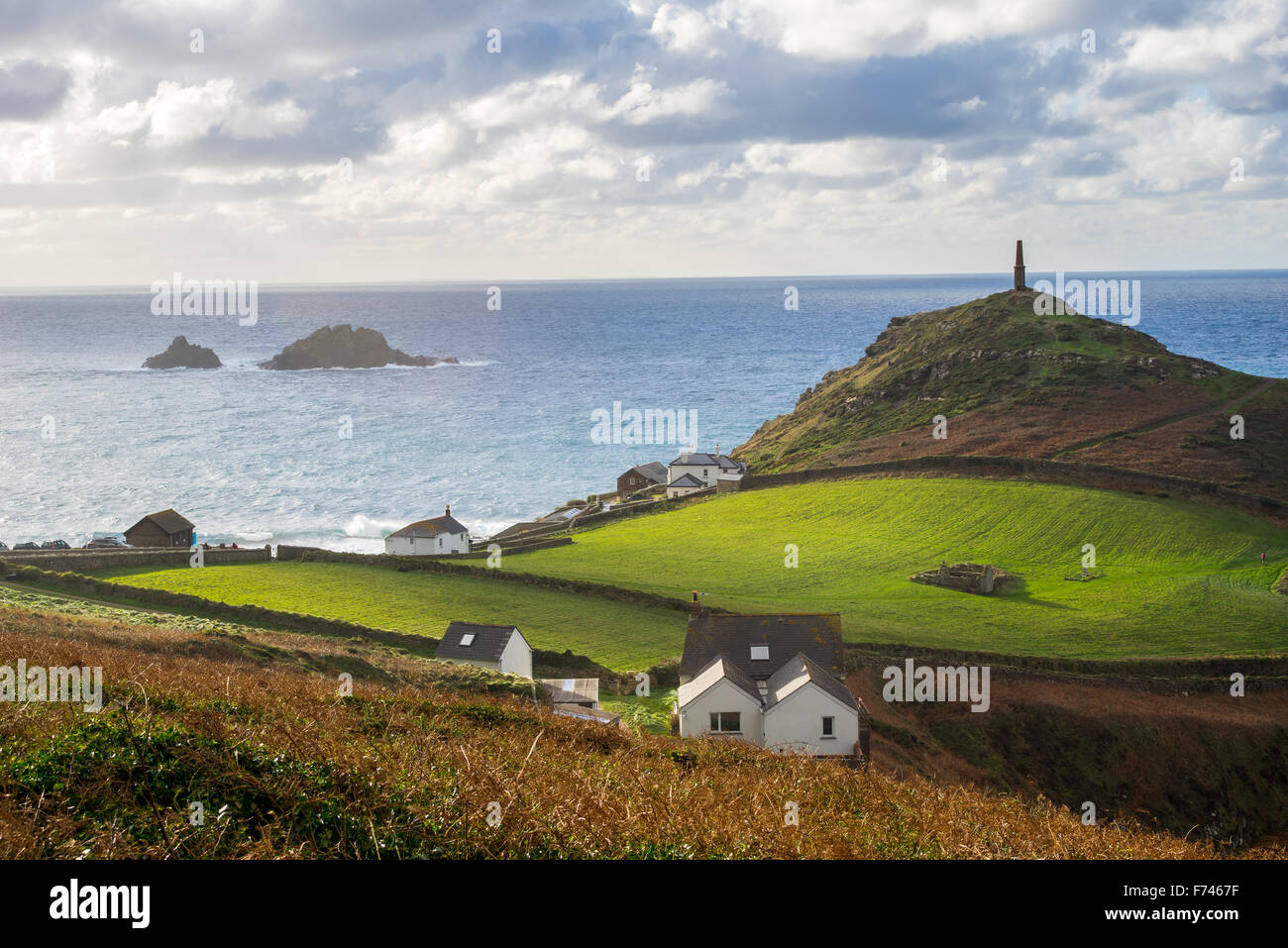 La pointe de Cape Cornwall Cornwall et une partie de l'ouest du Devon Paysage minier Site du patrimoine mondial, près de St Just England UK Banque D'Images