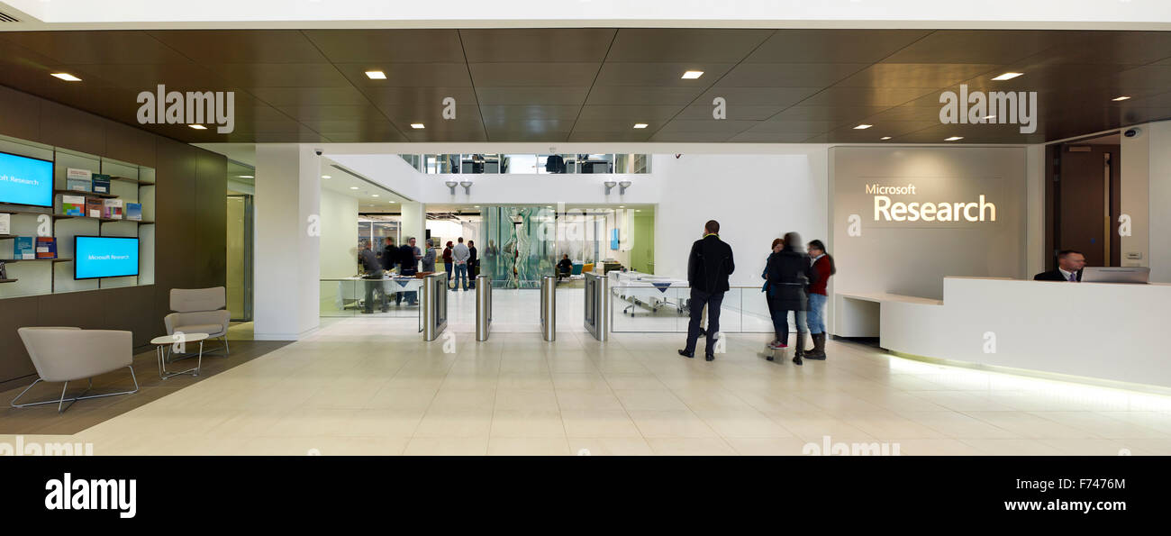 La réception de l'intérieur de Microsoft Research, Cambridge, England, UK Banque D'Images