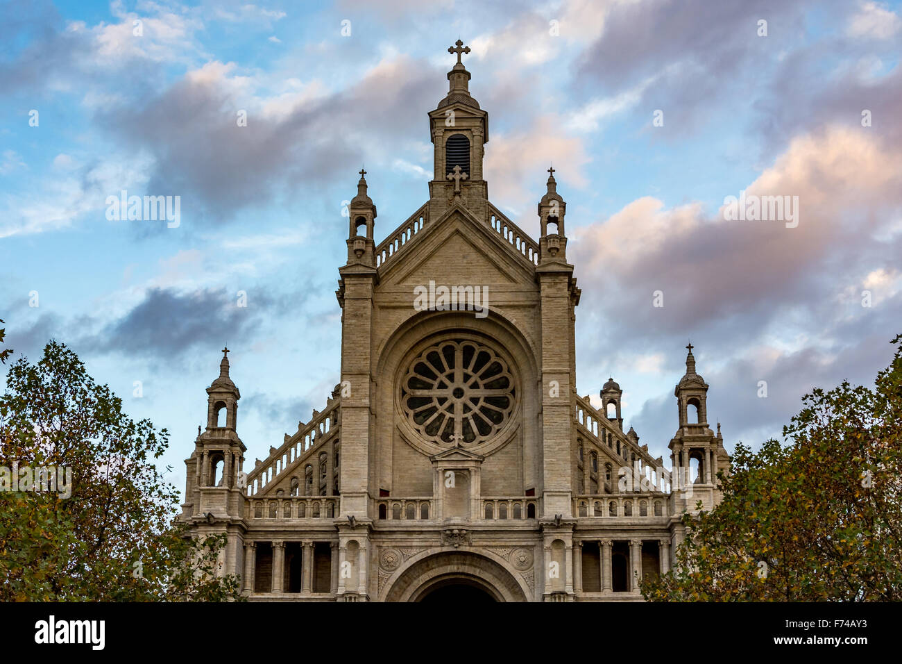 Eglise de Sainte Catherine à Bruxelles sur un jour nuageux, Belgique Banque D'Images