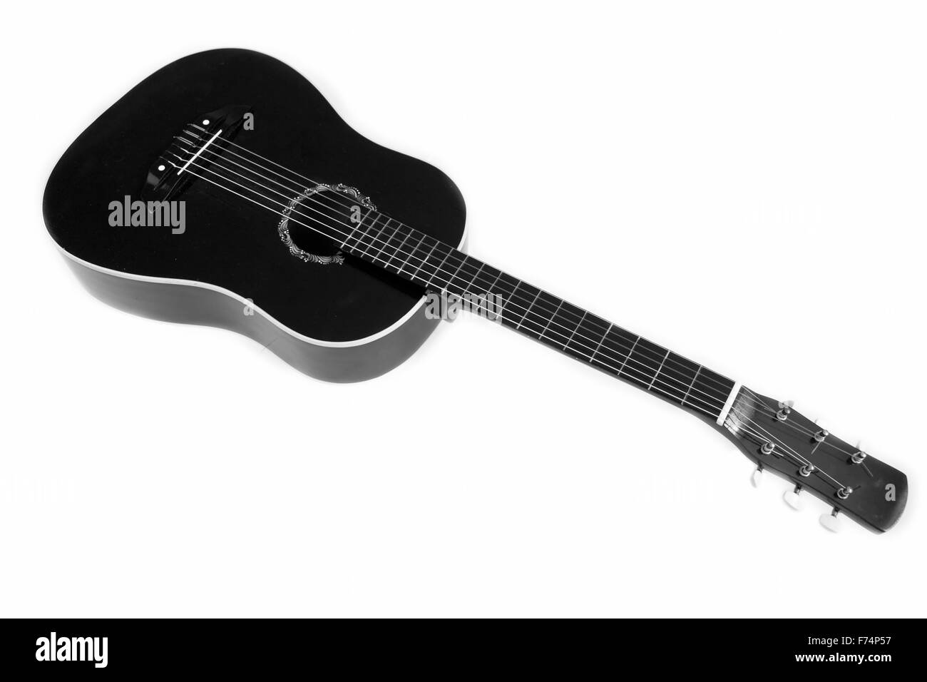 Guitare à six cordes noir Banque D'Images