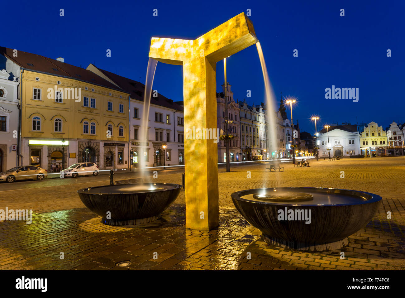 Fontaine d'or dans la région de Pilsen, République Tchèque Banque D'Images