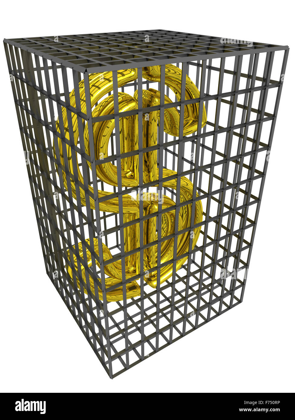 Dollar de l'or dans une cage d'acier. Banque D'Images