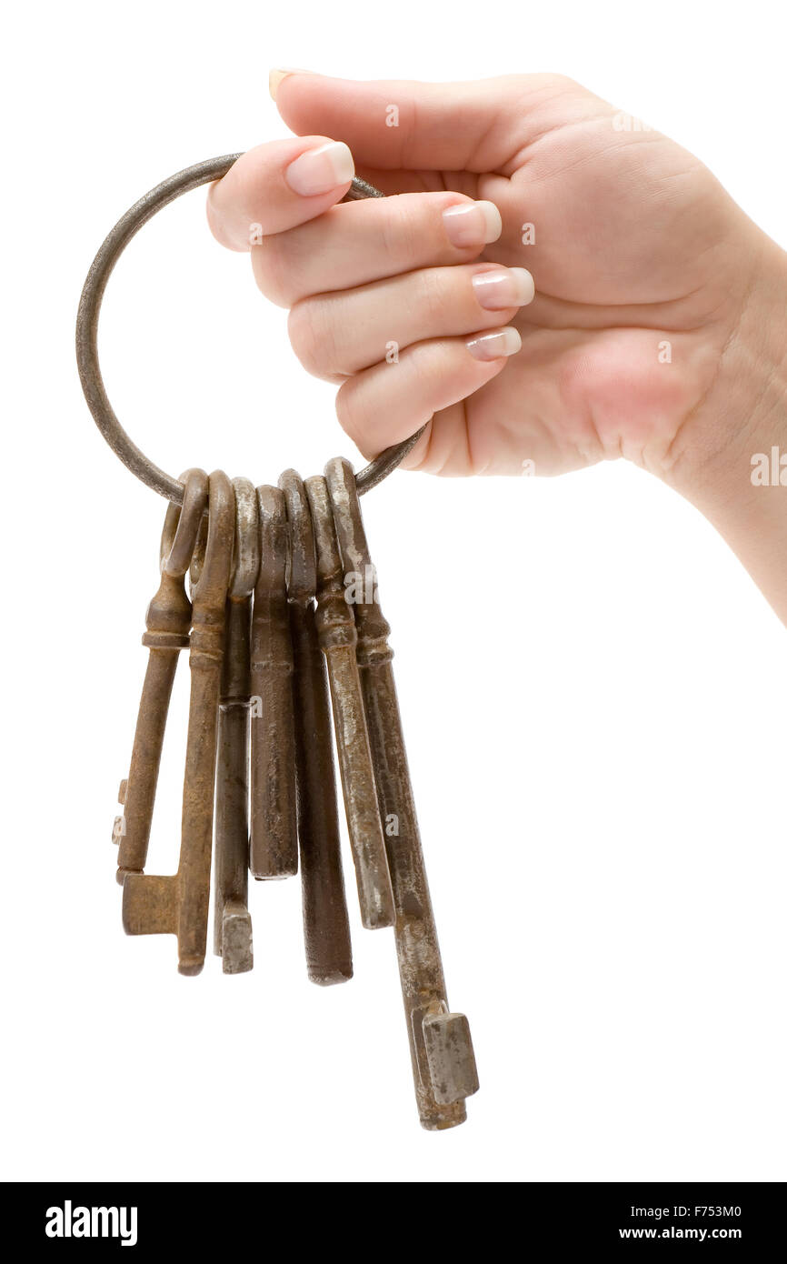 Holding a bunch of Rusty Keys Banque D'Images