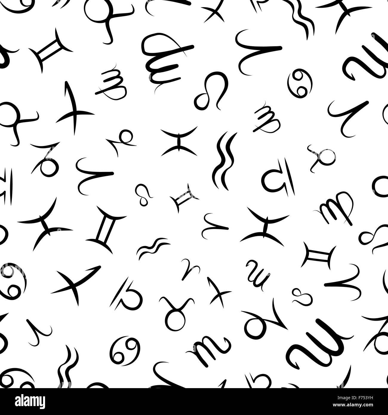 Signes du zodiaque icônes sur blanc, motif transparent Illustration de Vecteur