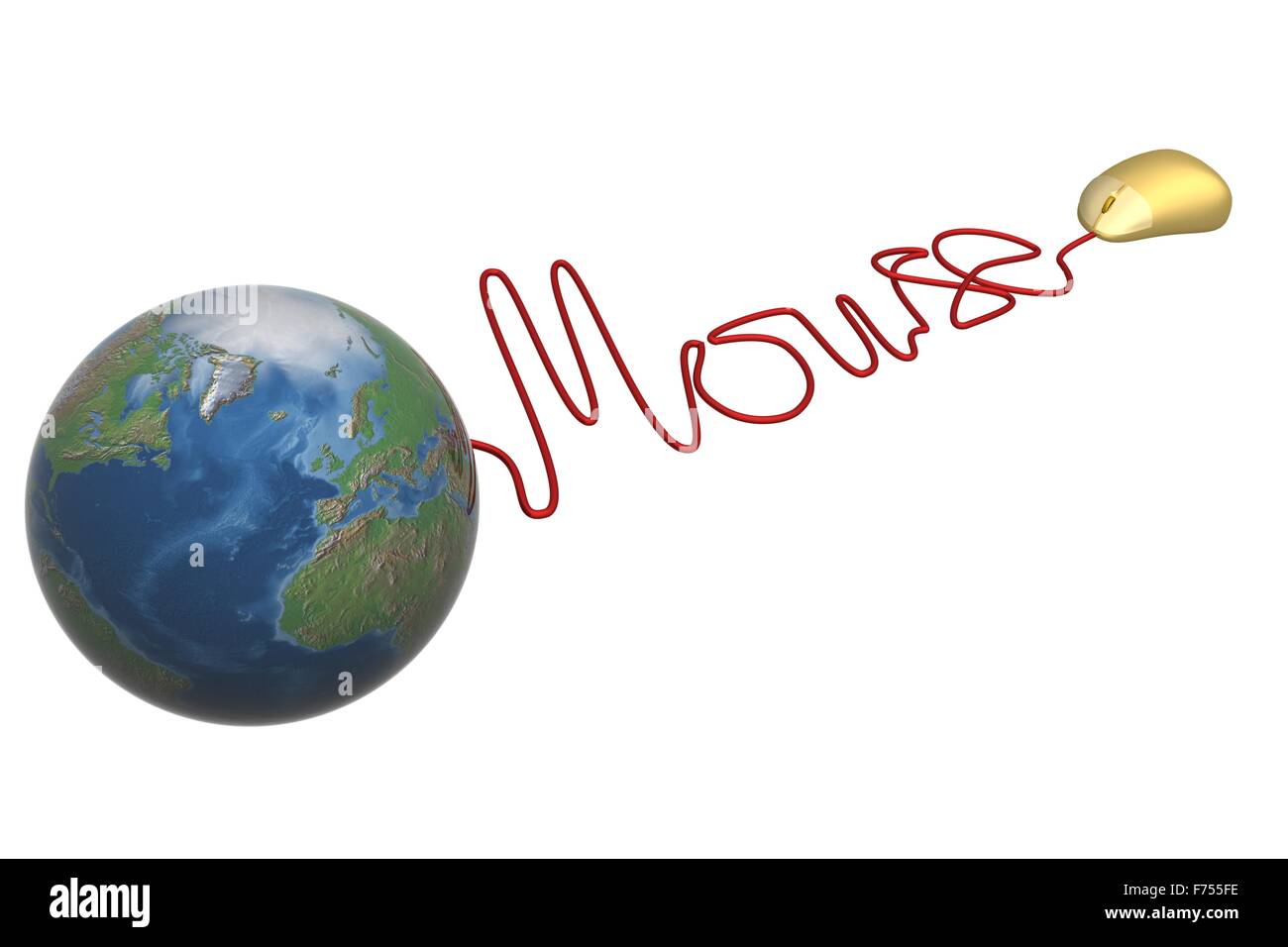 Or la souris d'ordinateur. Image 3D. Banque D'Images