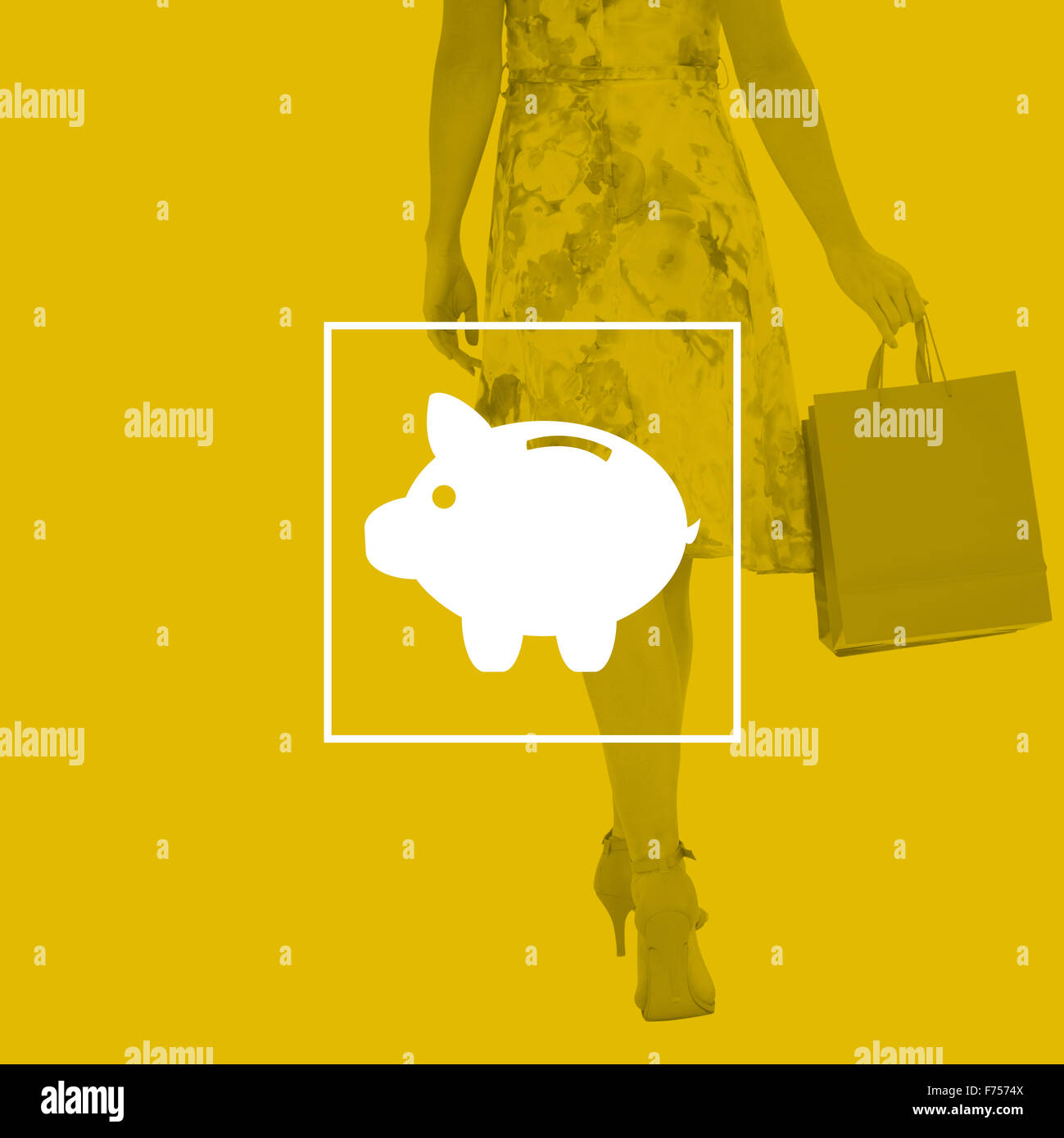 Composite image of woman with shopping bags Banque D'Images