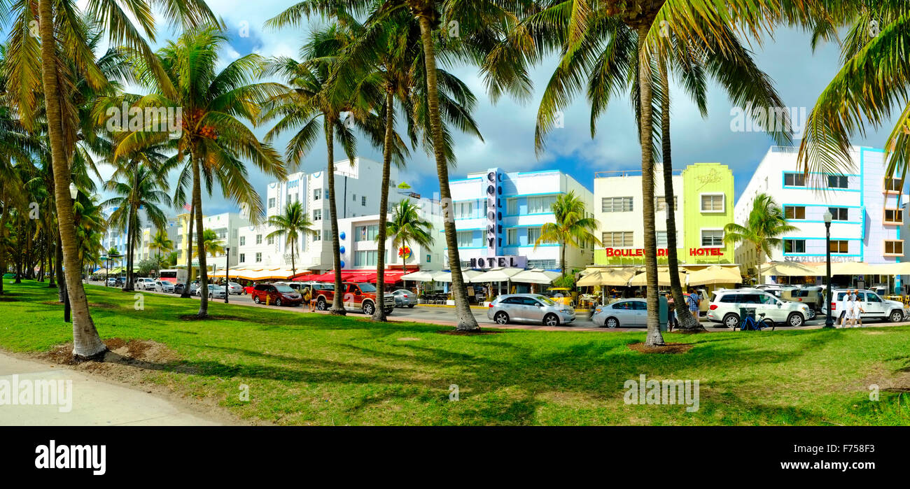 Hôtels Art Déco, Ocean Drive, Miami Florida USA Banque D'Images