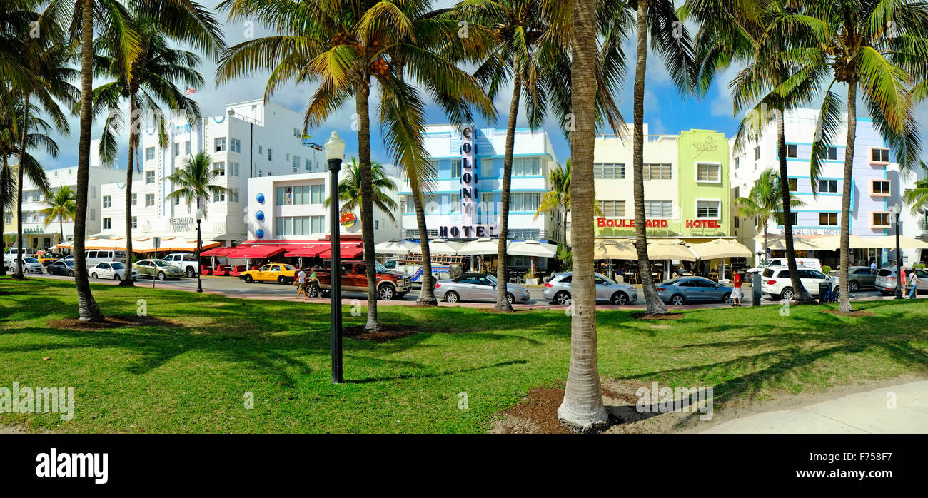 Hôtels Art Déco, Ocean Drive, Miami Florida USA Banque D'Images