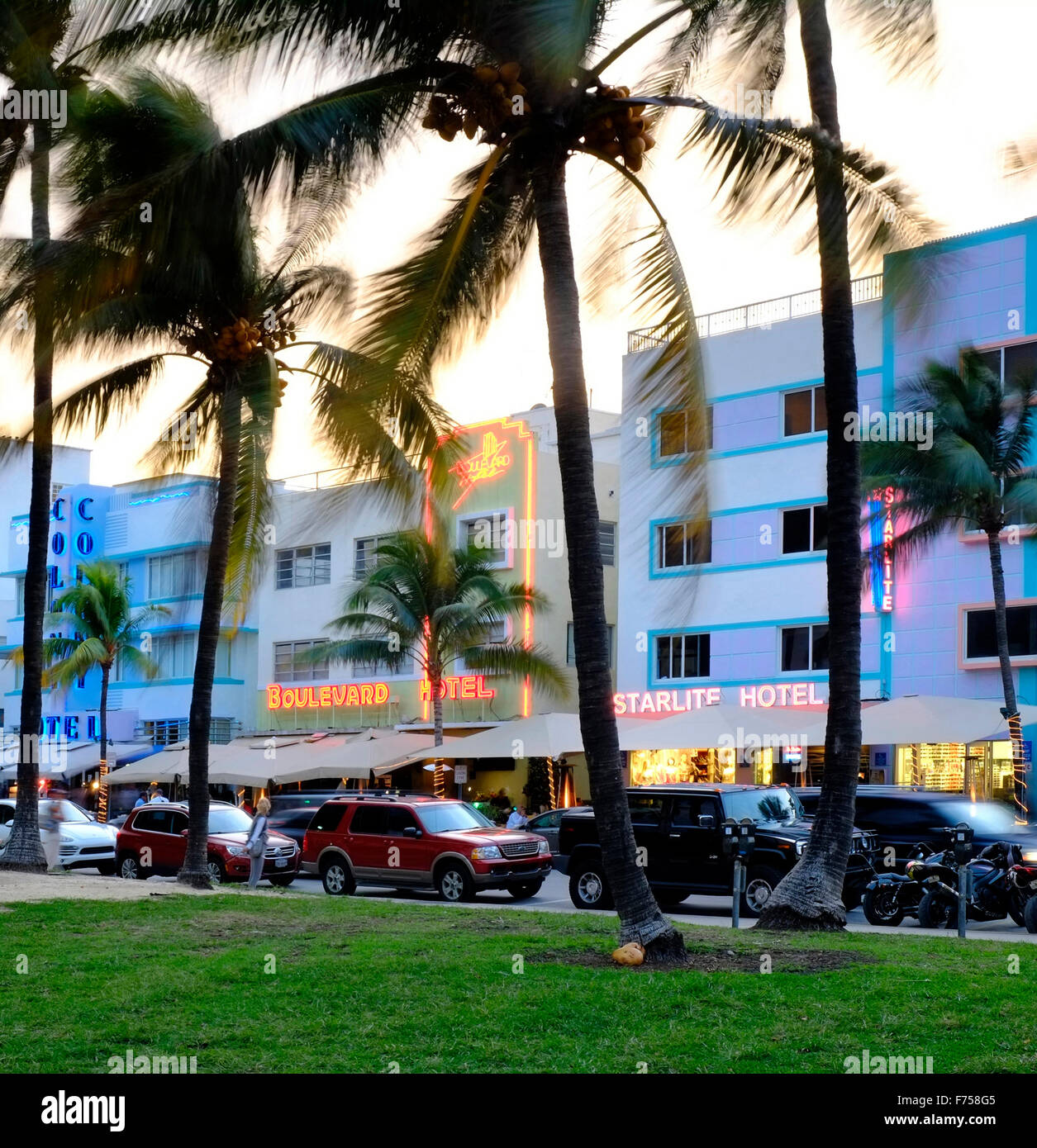 Hôtels Art Déco, Ocean Drive, Miami Florida USA Banque D'Images