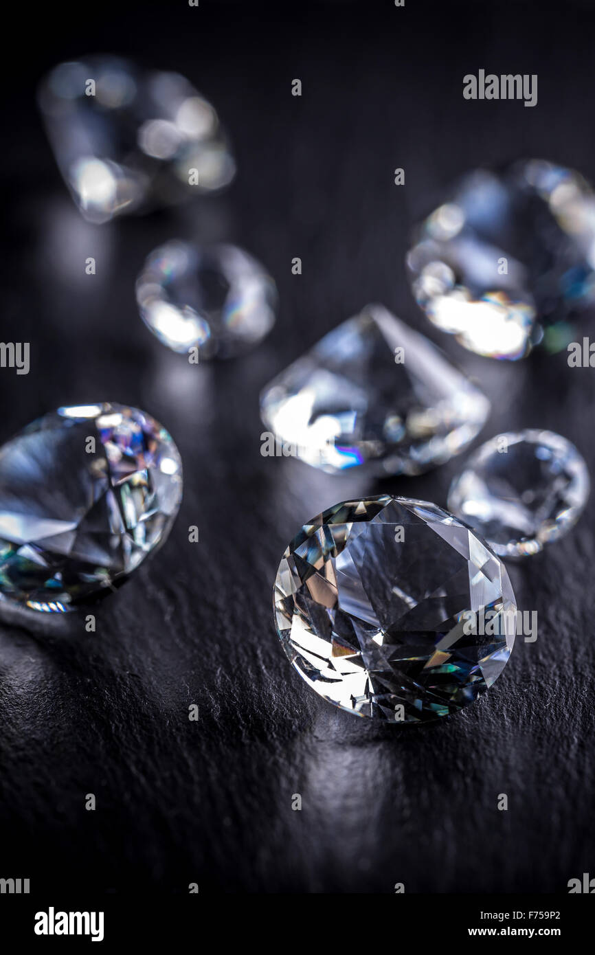 Diamants sur fond noir, Close up Banque D'Images