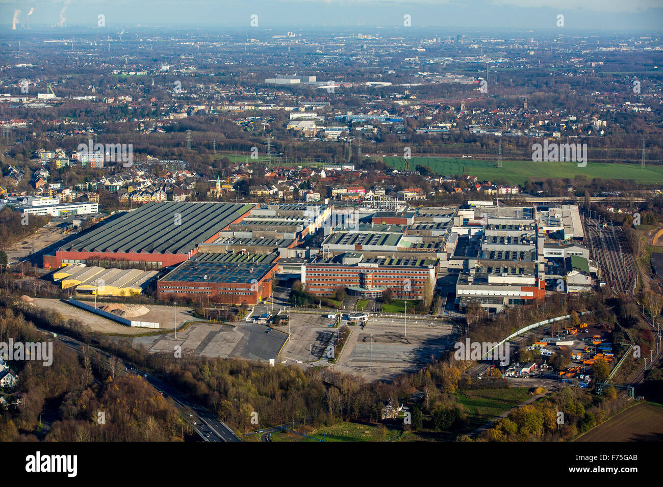 Entrée à partir de 1 Opelwerk avec logo manquant, usine Opel 1, démolition, Ruhr, Bochum, Rhénanie du Nord-Westphalie Allemagne Europe Banque D'Images