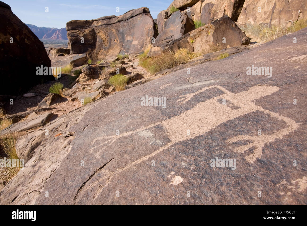 Des pétroglyphes Anasazi Canyon Banque D'Images