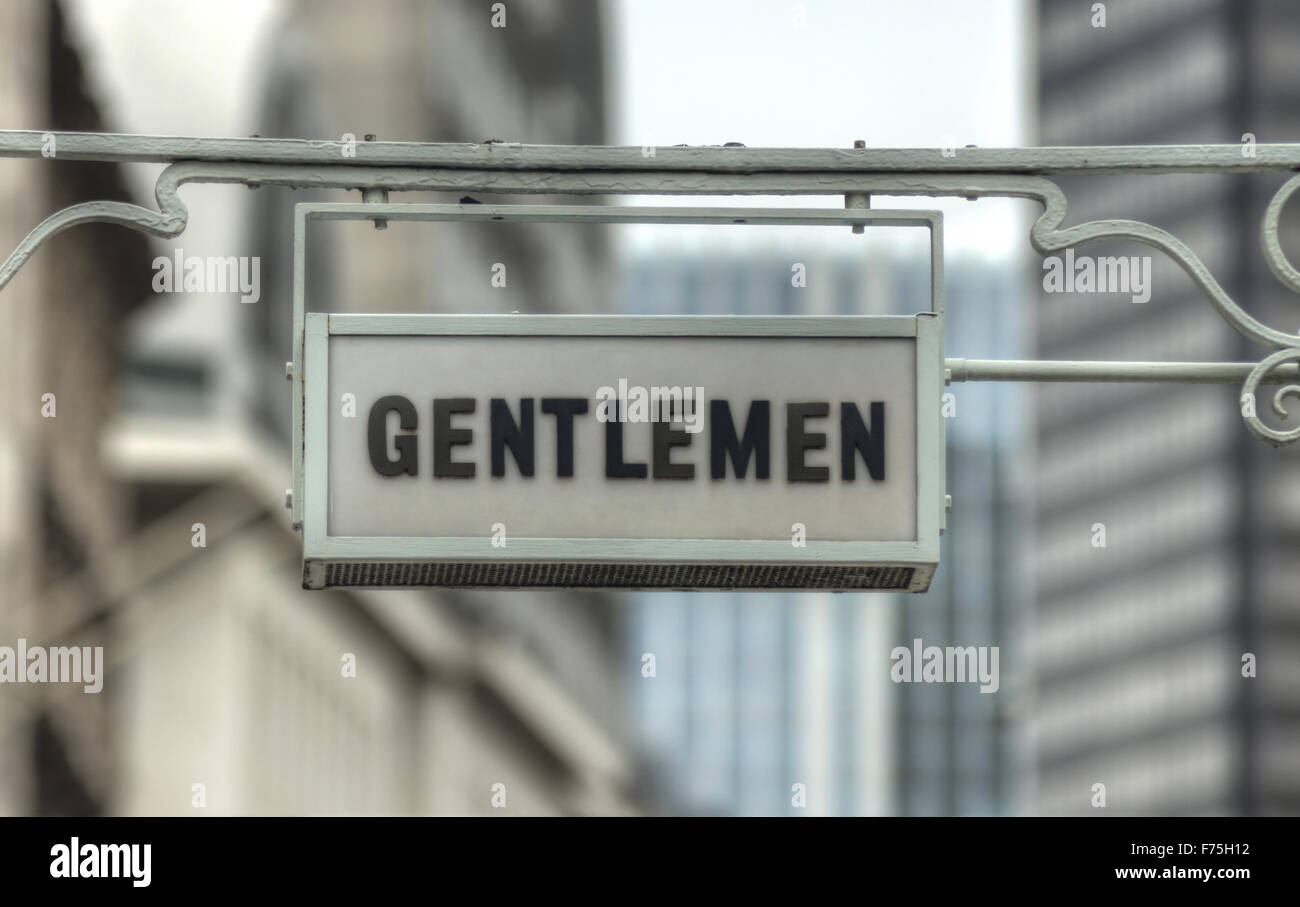 Gentlemen's toilettes toilettes hommes signe Banque D'Images
