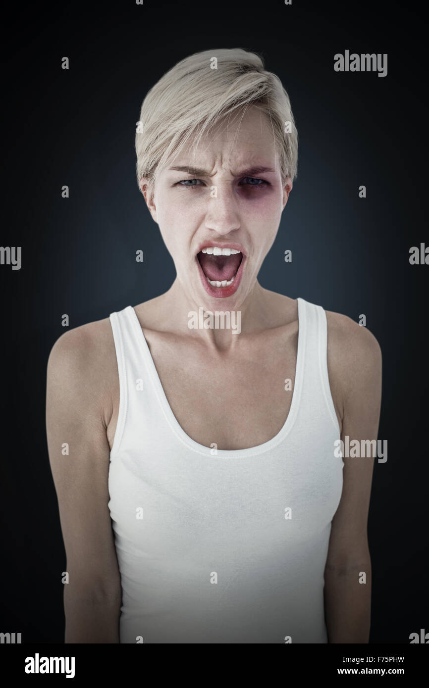 Image composite de angry blonde woman Banque D'Images