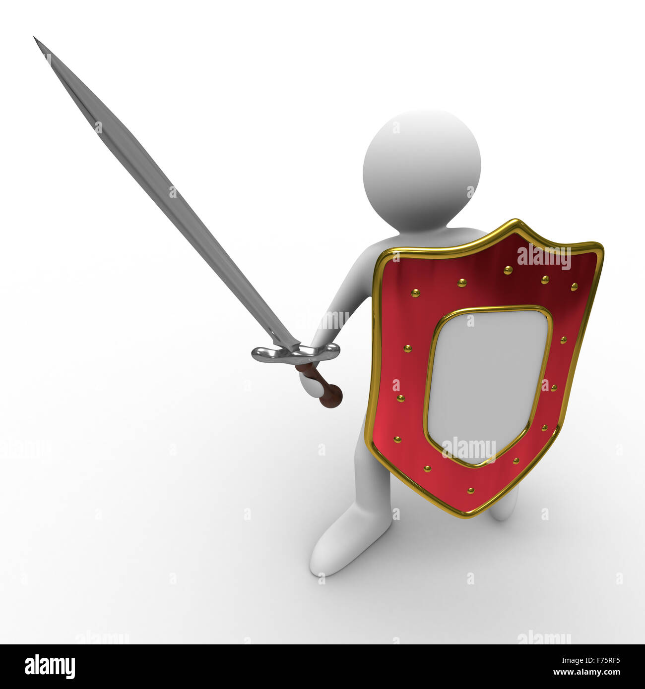 Chevalier avec épée sur fond blanc. Image 3D isolés Banque D'Images