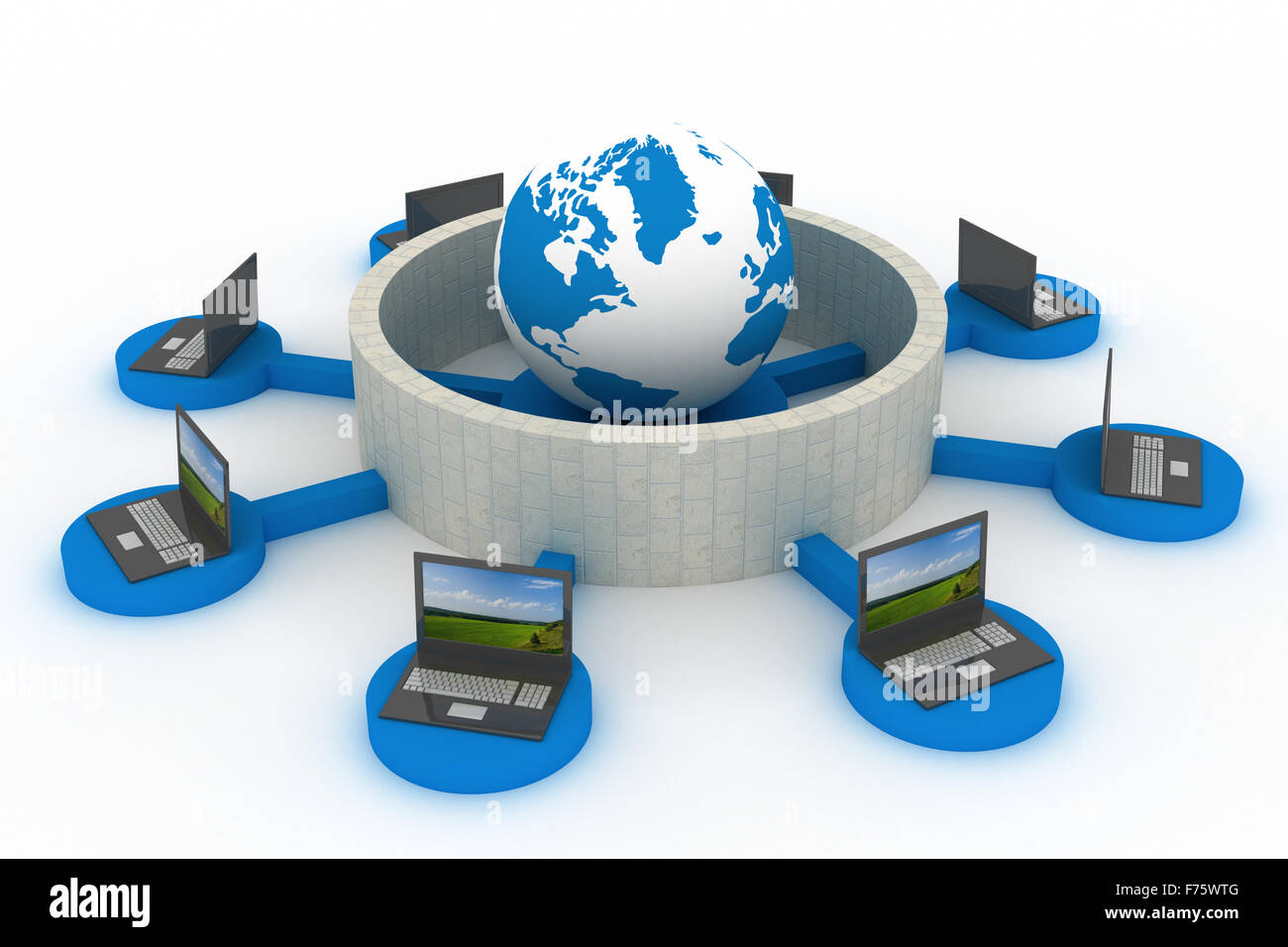 Réseau mondial de protection de l'Internet. Image 3D. Banque D'Images