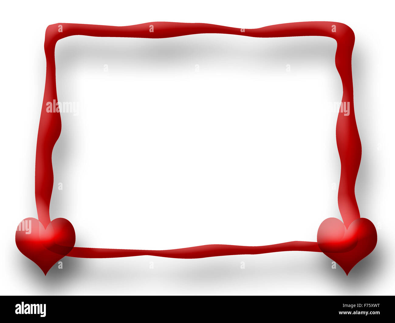 Love Frame avec coeurs de verre Banque D'Images