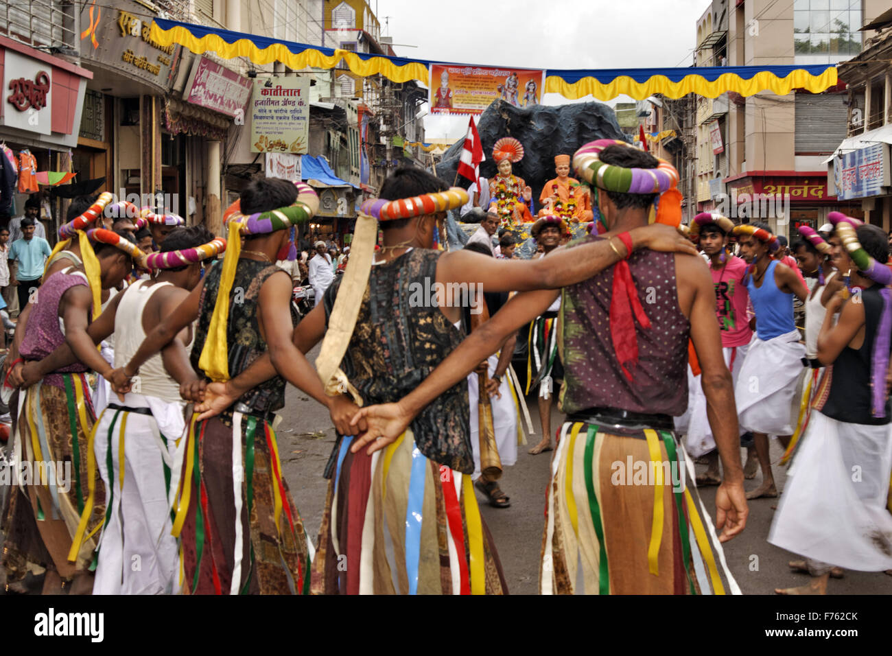 Murti BAPS Swaminarayan shobha yatra dhule, Maharashtra, Inde, Asie Banque D'Images