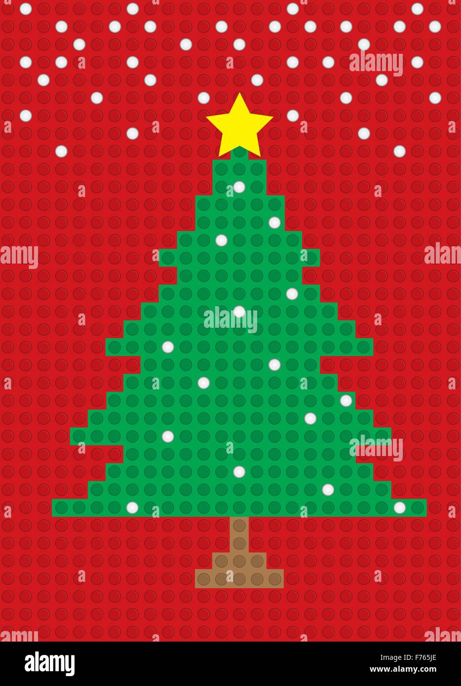 Joyeux Noël (vert) Modèle de blocage de carte arbre fond rouge avec de la neige Illustration de Vecteur