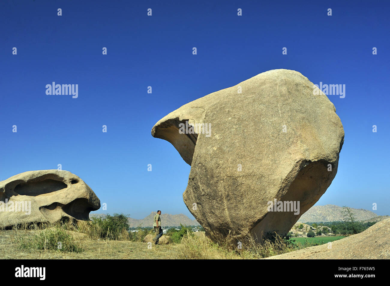 Sculpture de roche, Idar Hills, Idar, Samarkantha, chaîne de montagnes Aravalli, Gujarat, Inde, Asie Banque D'Images