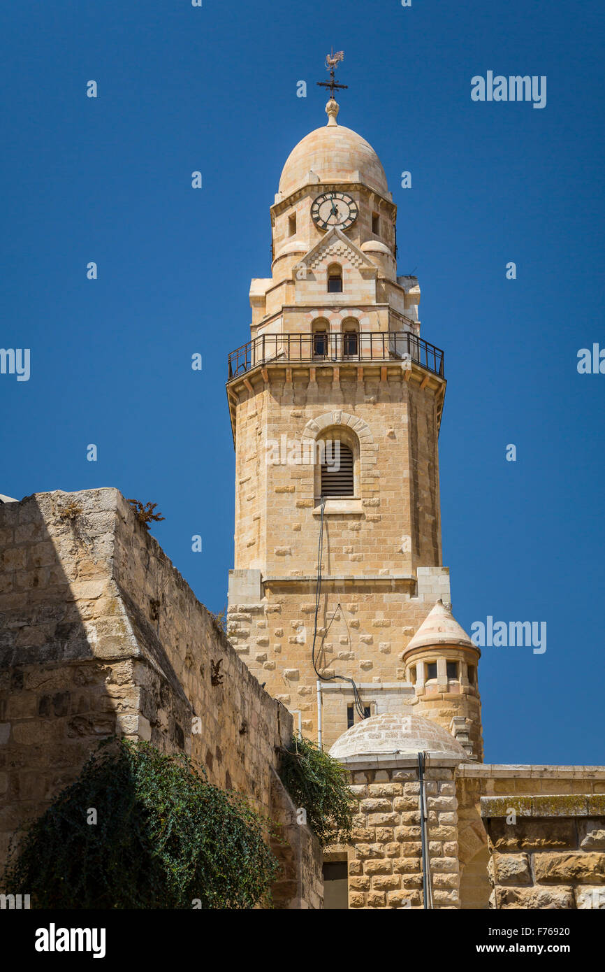 L'église de l'Abbaye de la Dormition sur le Mont Sion à Jérusalem, Israël, Moyen Orient. Banque D'Images