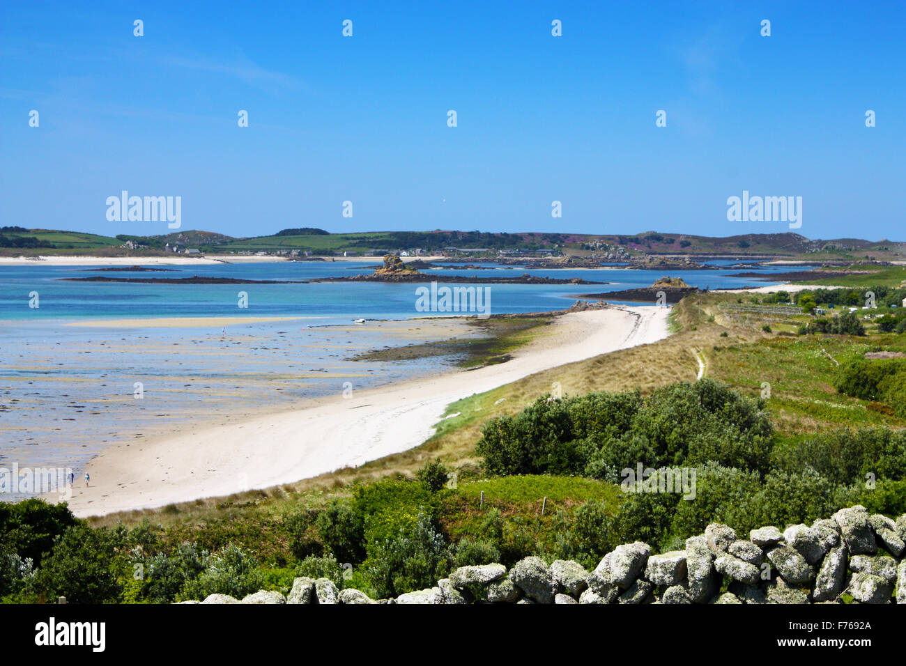 Rock formations sur les plages de l'Îles Scilly, Cornwall, UK Banque D'Images