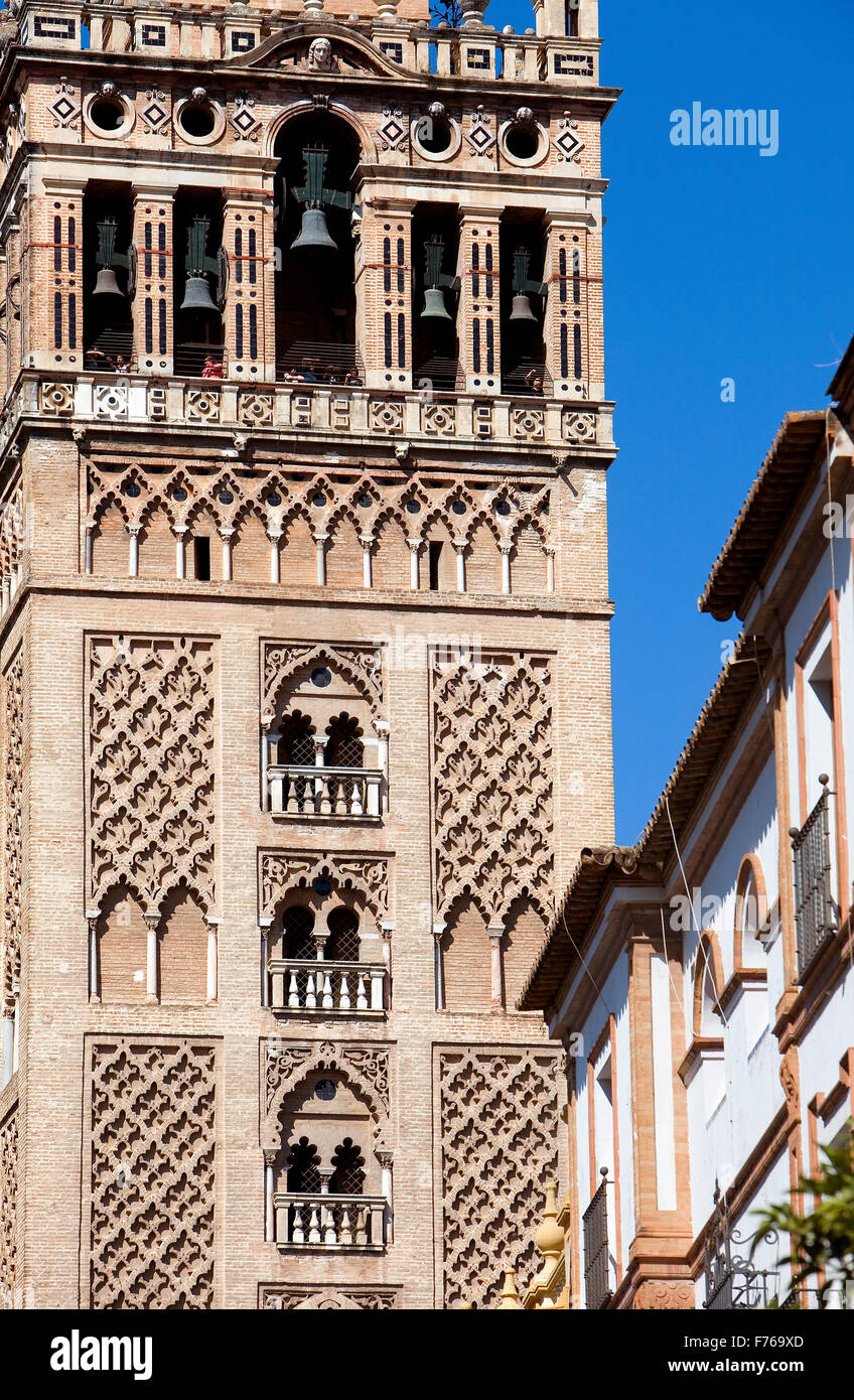 Détail de la cathédrale, de la Giralda, Séville Andalousie,Espagne, Banque D'Images