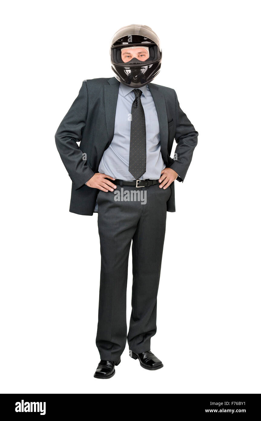Businessman with helmet isolé en fond blanc Banque D'Images
