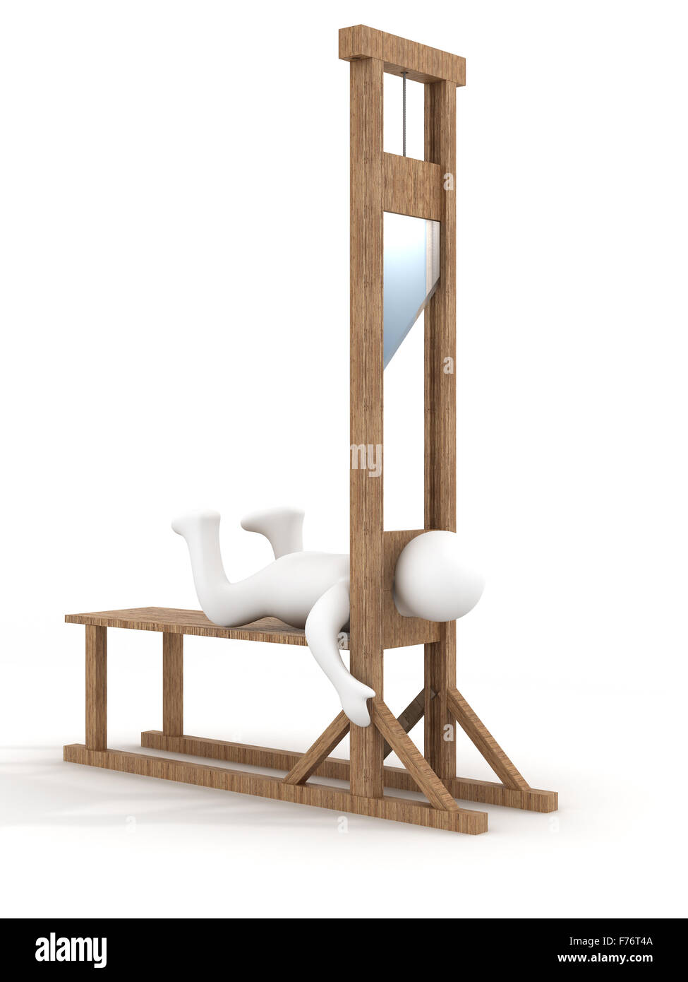 Guillotine sur un fond blanc. Image 3D. Banque D'Images