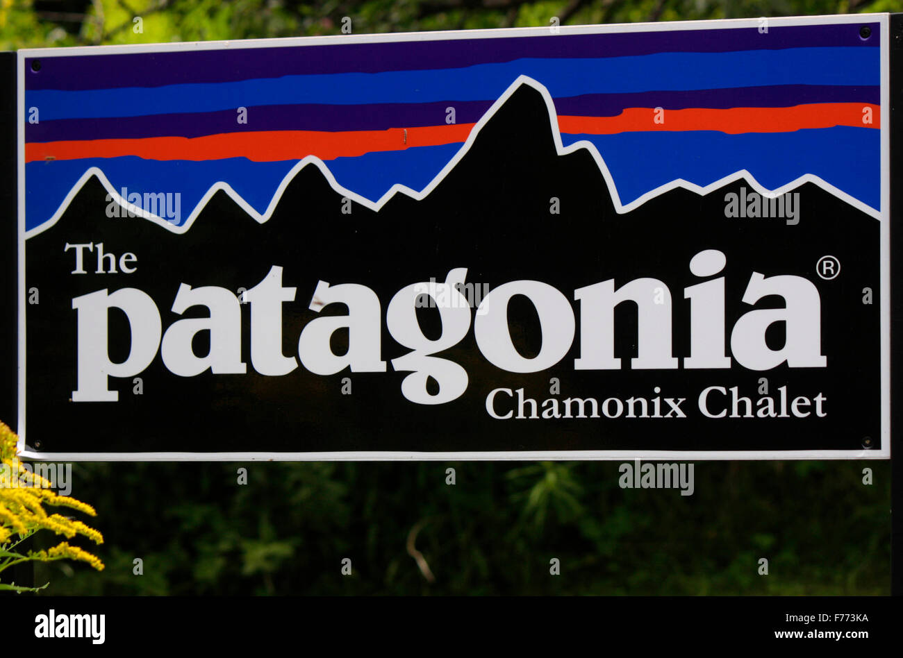 Markennamen : 'Patagonie' Chalet Chamonix, Chamonix, France. Banque D'Images