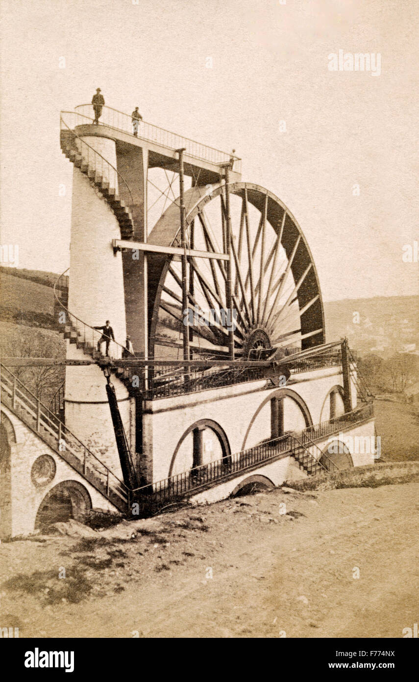 Laxey Grande Roue, à l'île de Man vers 1872, UK Banque D'Images