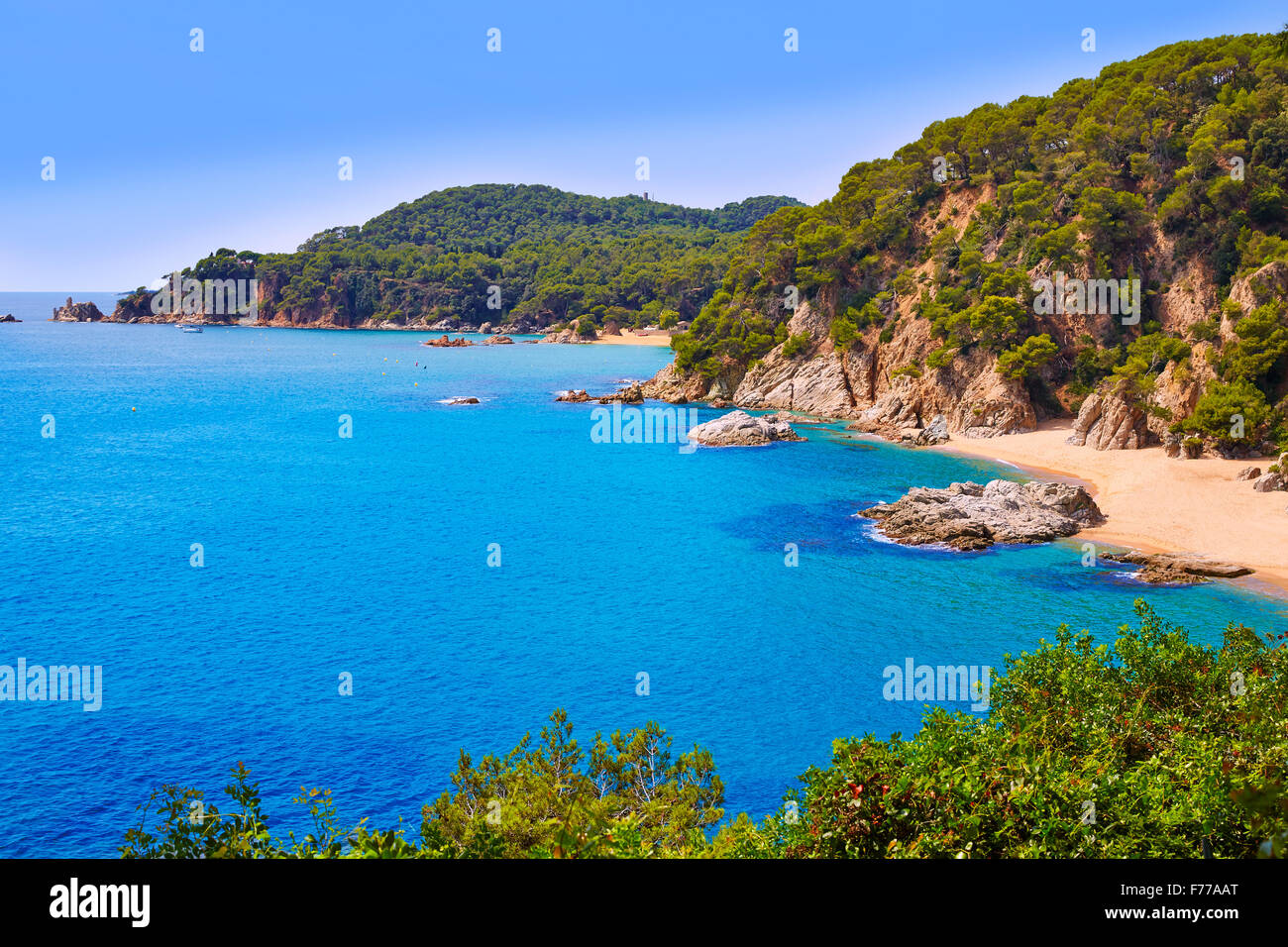 Cala Sa Boadella plage Platja de Lloret de Mar Costa Brava Catalogne Espagne à Banque D'Images