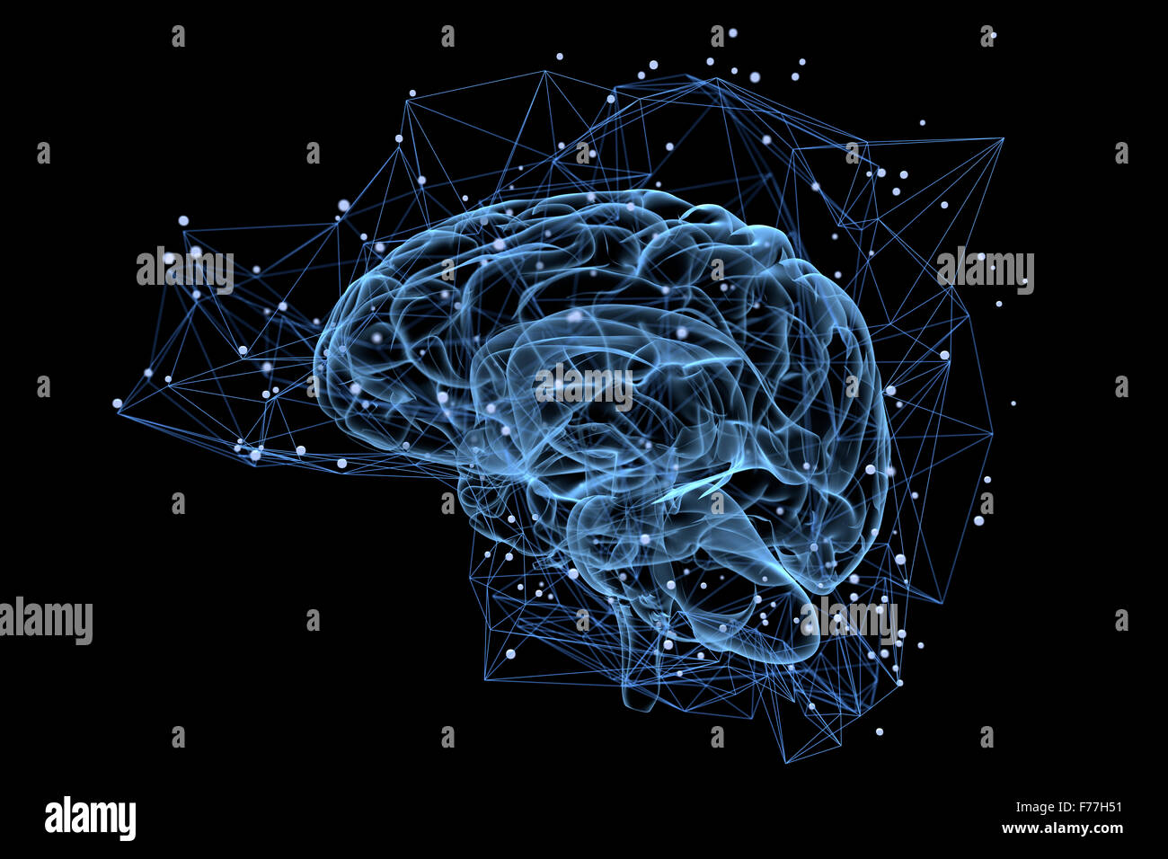 Illustration du processus de pensée dans le cerveau Banque D'Images