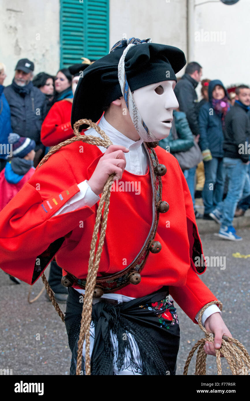 Carnaval, défilé typique Issohadores, Orgosolo, Sardaigne, Italie Banque D'Images