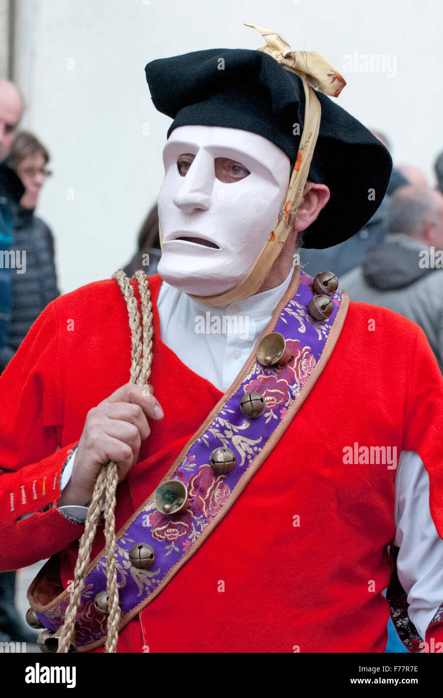 Carnaval, défilé typique Issohadores, Orgosolo, Sardaigne, Italie Banque D'Images