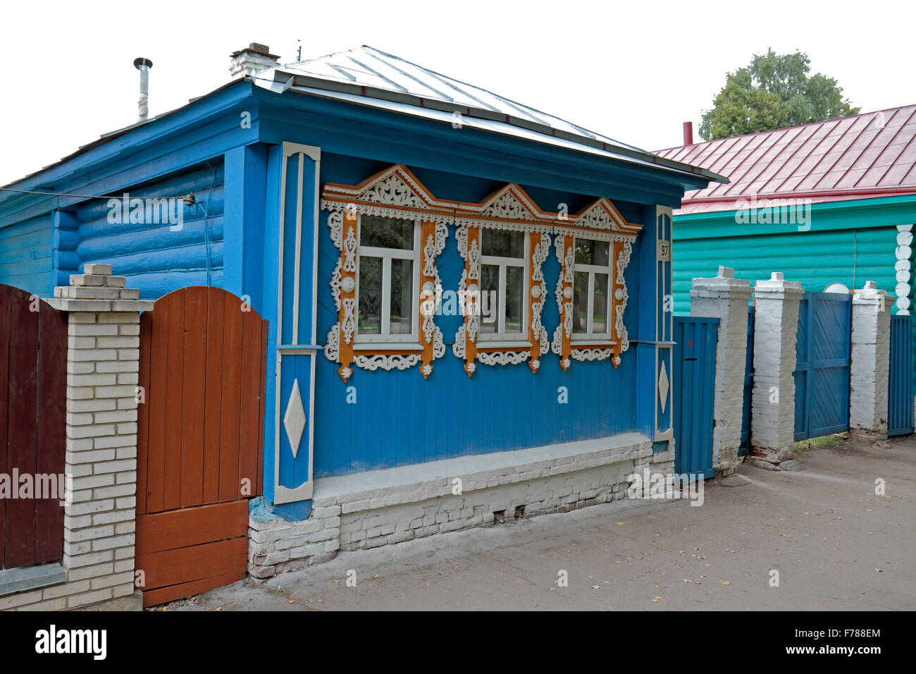 Un 'faux' richement peint chambre à Suzdal, Suzdalsky District, Vladimir Oblast, Russie. Peint à l'apparence d'un vrai pour une visite de Vladimir Poutine. Banque D'Images