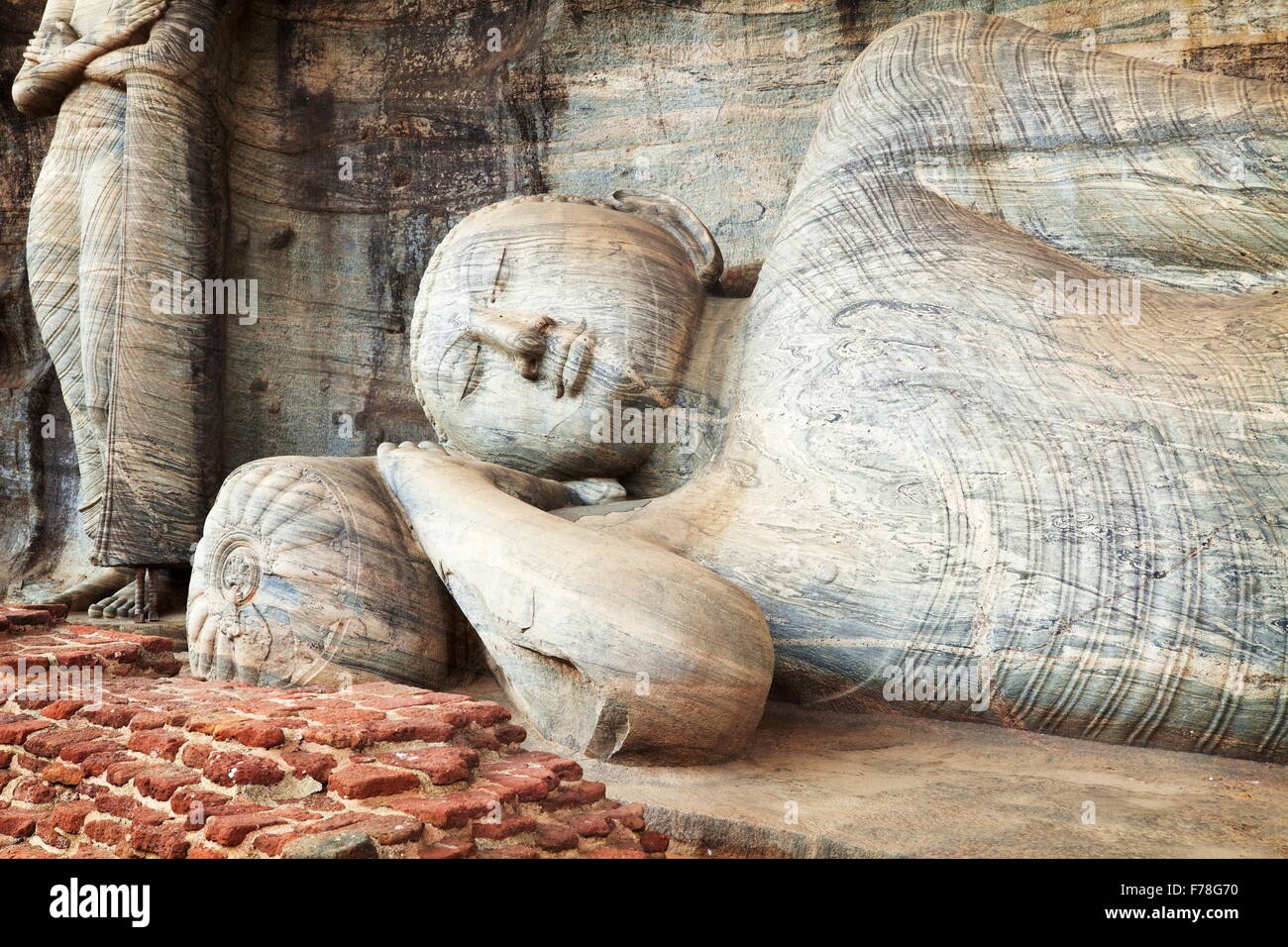 Sri Lanka - Bouddha statue de pierre en Gal Vihara, Polonnaruwa, ancienne ville, site du patrimoine mondial de l'UNESCO Banque D'Images