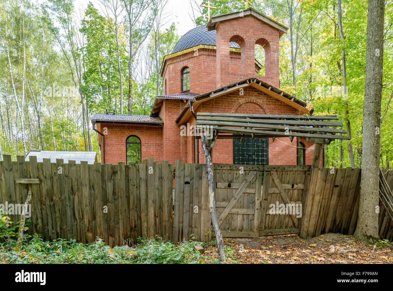 La construction de la chapelle dans les bois Banque D'Images
