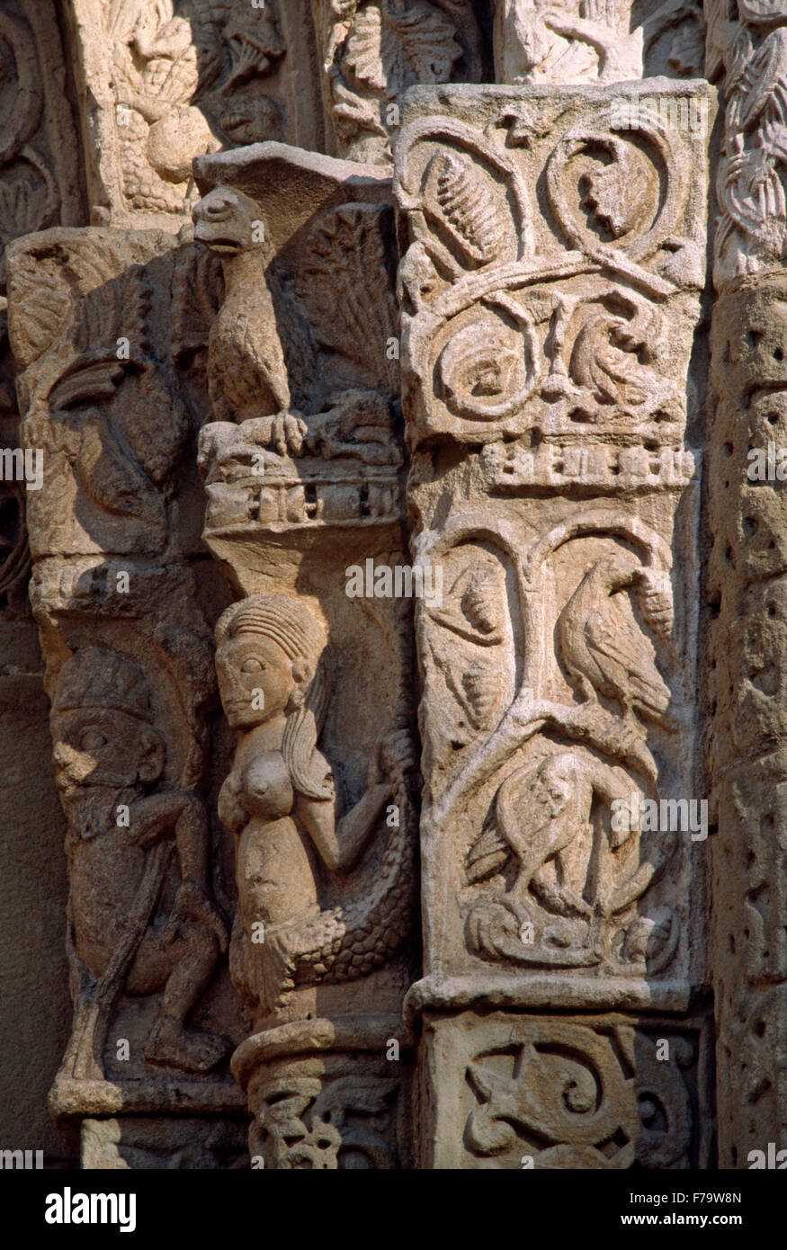 L'Italie, Lombardie, Pavie, l'Eglise de San Pietro in Ciel d'Oro, un détail de la décoration de la façade Banque D'Images