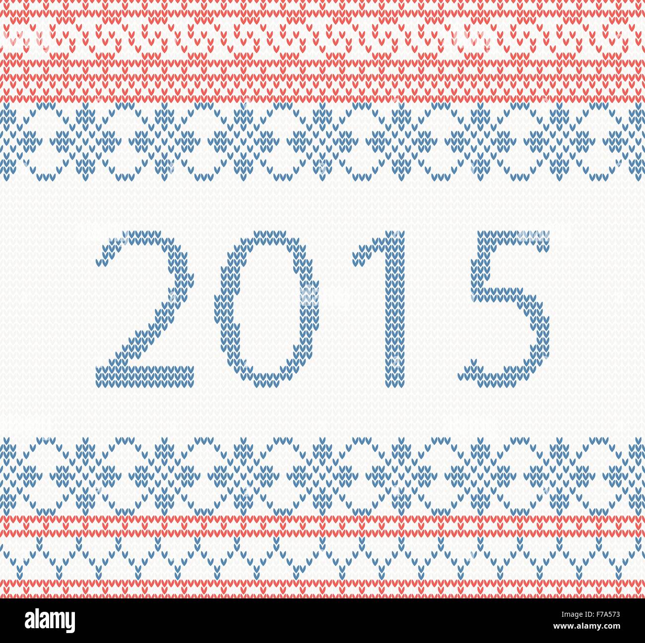 Carte de Noël vecteur avec ornement de tricotage et 2015 Illustration de Vecteur