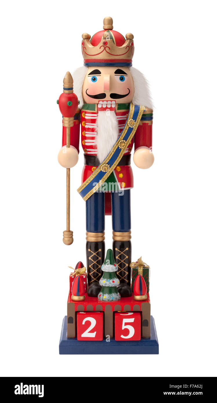 Noël ancien monarque Casse-noisette tenant un sceptre. Banque D'Images