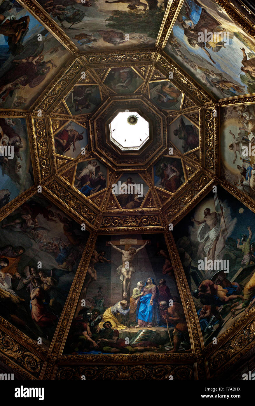 Plafond peint de la Chapelle des princes. Architecte: Matteo Nagetti et Bernardo Buontalenti Chapelles Medici, Florence Banque D'Images
