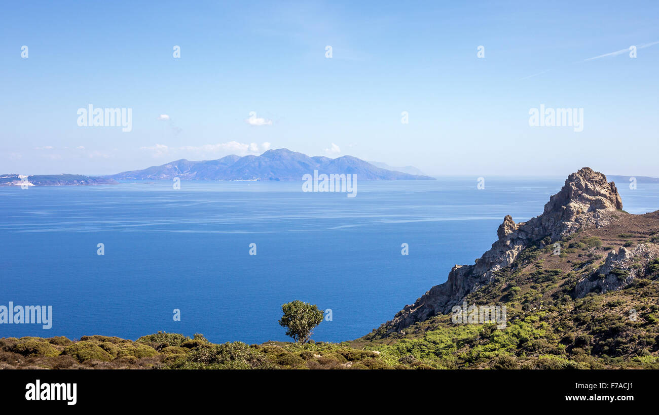 Paysage de la mer Égée. Vue du grec île de Kos. Banque D'Images
