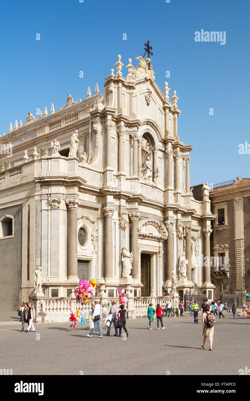 La cathédrale de Sant Agata, Piazza Duomo, Catane, Sicile, Italie Banque D'Images