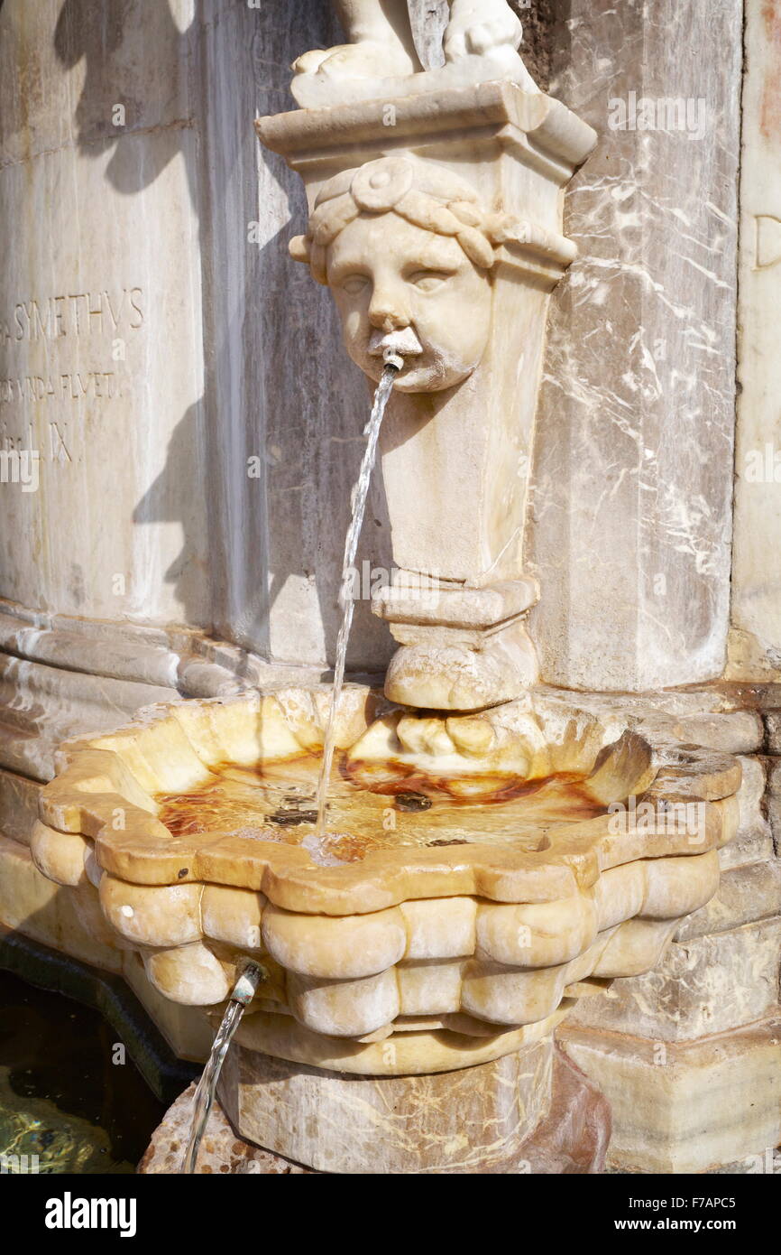 Détail de la fontaine des éléphants, la Piazza Duomo, vieille ville de Catane, Sicile, Italie Banque D'Images