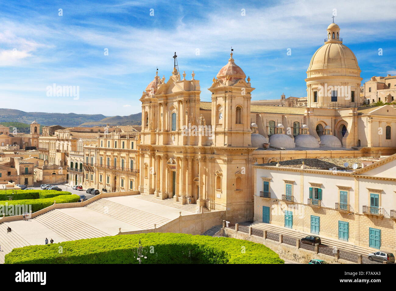 Noto baroque de San Nicolo, vieille ville de Noto, en Sicile, Italie l'UNESCO Banque D'Images