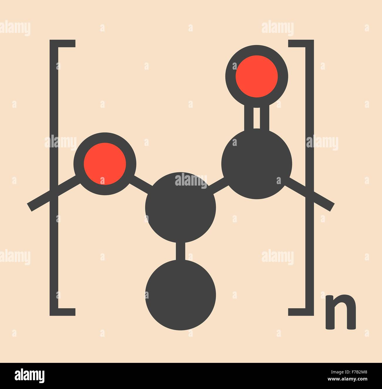 L'acide polylactique (PLA polylactide), bioplastique, structure chimique. Compostable polymère utilisé dans les implants médicaux, conditionnement Banque D'Images